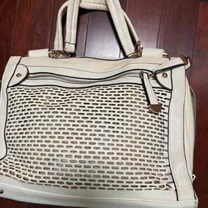 Urban Expressions Cream Satchel with Woven Texture